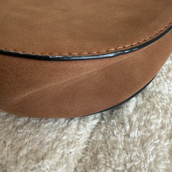 Round Flower Embroidered Brown Crossbody Purse Handbag - Picture 12 of 13